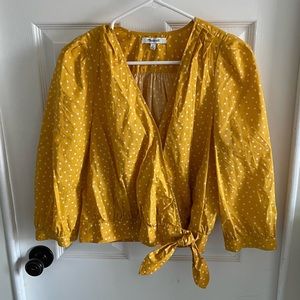 Madewell cross cropped top in yellow stars